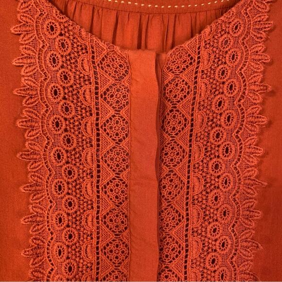 Maeve Anthropologie Crescent Street Blouse top rust orange terracotta top size 2 - Picture 4 of 9
